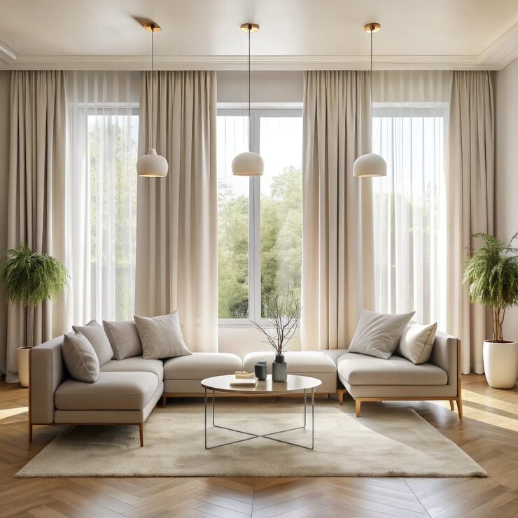 Ambiente con cortinas y textiles