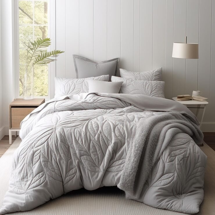 Dormitorio elegante con textiles y elementos decorativos